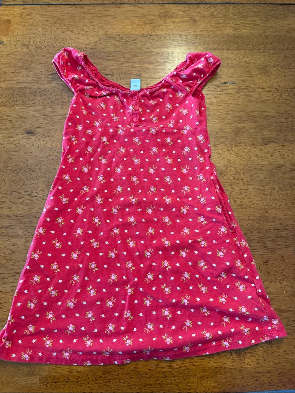 Small (6/ 7) Old Navy Red Ditzy Floral Cap sleeved dress